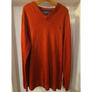 Polo Ralph Lauren Mens 100% Acrylic V-Neck Sweater Pony Logo 2XLT Orange NWOT